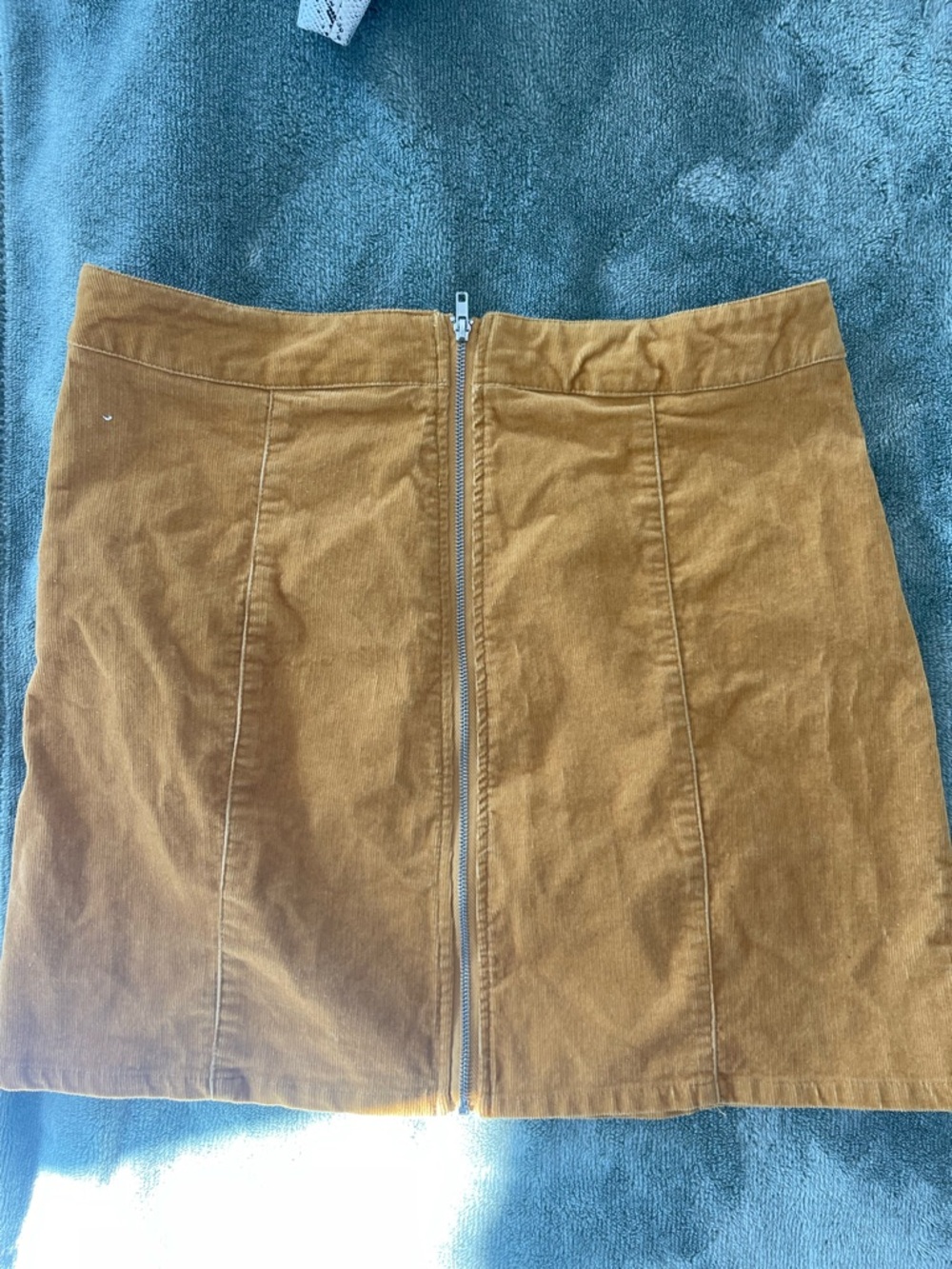 Charlotte Russe Corduroy Front-Zip Mini Skirt in Mustard